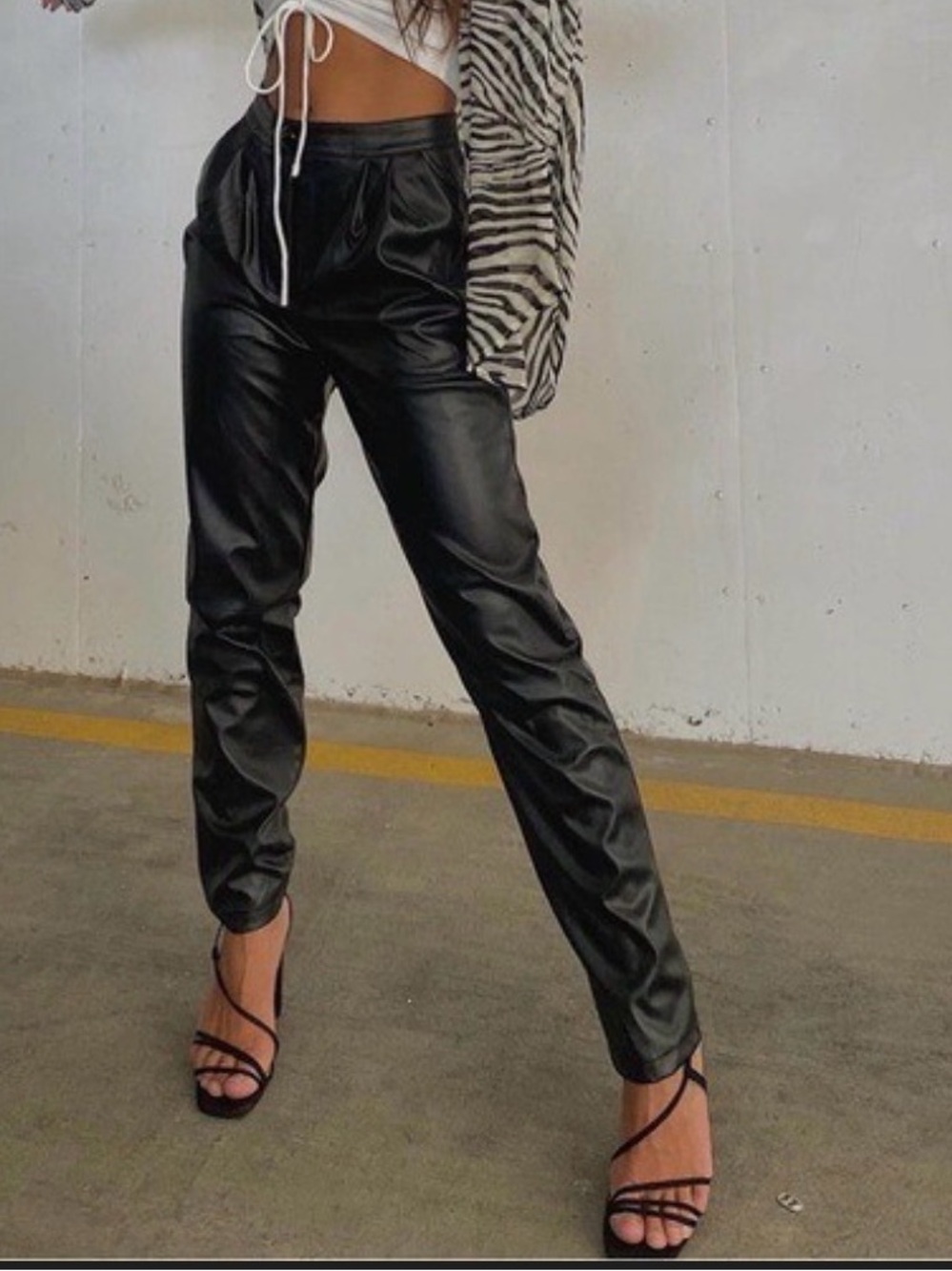 Princess Polly Faux Leather High-Waist Jogger Pant